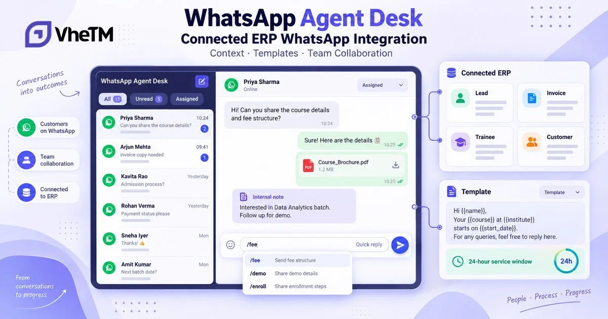 WhatsApp Agent Desk & Connected ERP Integration