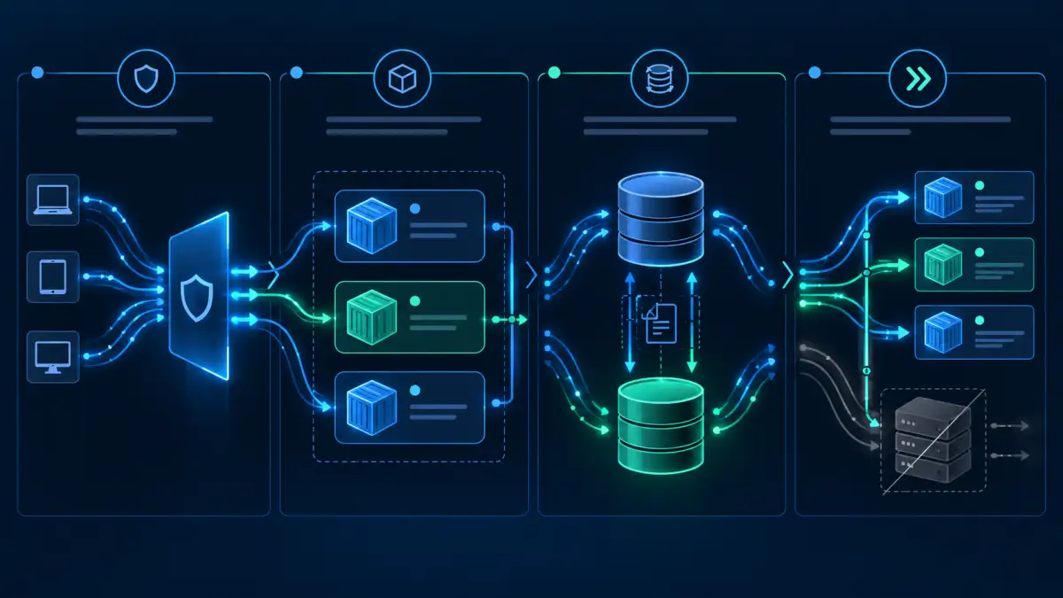 Strangler Fig Migration Pattern and Phased Gateway Routing Flow