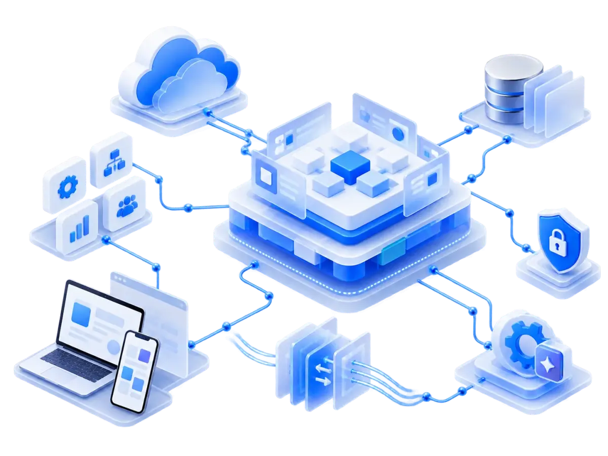 Rudram Softech Custom Software Engineering Architecture & Workflow Visualization